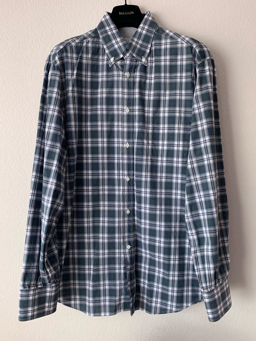 Brunello cucinelli plaid button down italy 100% cotton
